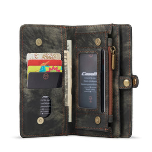 For iPhone 13 mini CaseMe-008 Detachable Multifunctional Horizontal Flip Leather Case with Card Slot & Holder & Zipper Wallet & Photo Frame (Black)