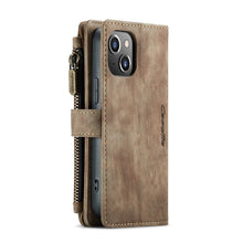 For iPhone 13 mini CaseMe-C30 PU + TPU Multifunctional Horizontal Flip Leather Case with Holder & Card Slot & Wallet & Zipper Pocket (Brown)