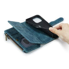 For iPhone 13 mini CaseMe-C30 PU + TPU Multifunctional Horizontal Flip Leather Case with Holder & Card Slot & Wallet & Zipper Pocket (Blue)