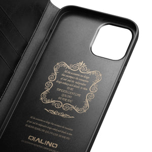 For iPhone 13 mini QIALINO Horizontal Flip Leather Case with Holder & Card Slots & Wallet (Black)