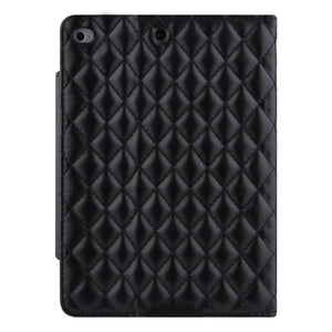 Checkered Pattern Horizontal Flip Leather Case with Holder & Card Slots & Hand Strap For iPad mini 5 / 4(Black)