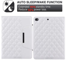 Checkered Pattern Horizontal Flip Leather Case with Holder & Card Slots & Hand Strap For iPad mini 5 / 4(White)