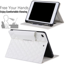 Checkered Pattern Horizontal Flip Leather Case with Holder & Card Slots & Hand Strap For iPad mini 5 / 4(White)