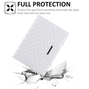 Checkered Pattern Horizontal Flip Leather Case with Holder & Card Slots & Hand Strap For iPad 9.7 (2018 / 2017) / Air 2 / Air / Pro 9.7 2016(White)