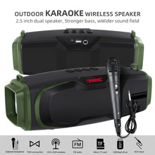 New Rixing NR-6012M Bluetooth 5.0 Portable Outdoor Karaoke Wireless Bluetooth Speaker with Microphone & Shoulder Strap(Green)