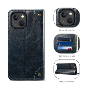 For iPhone 13 mini Baroque Simple Horizontal Flip Leather Case with Holder & Card Slots & Wallet (Blue)