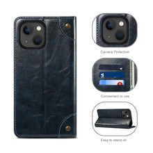 For iPhone 13 Baroque Simple Horizontal Flip Leather Case with Holder & Card Slots & Wallet(Blue)