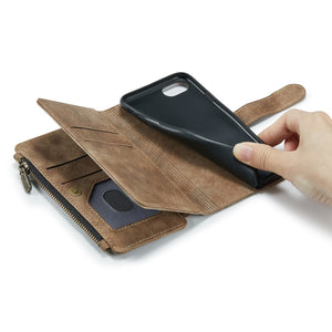 For iPhone SE 2022 / SE 2020 / 8 / 7 / 6 CaseMe-C30 PU + TPU Multifunctional Horizontal Flip Leather Case with Holder & Card Slot & Wallet & Zipper Pocke(Brown)