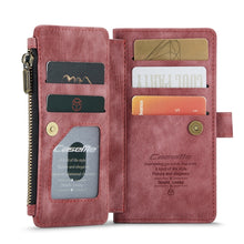 For iPhone SE 2022 / SE 2020 / 8 / 7 / 6 CaseMe-C30 PU + TPU Multifunctional Horizontal Flip Leather Case with Holder & Card Slot & Wallet & Zipper Pocke(Red)