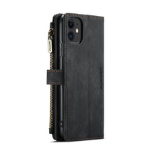 For iPhone 11 CaseMe-C30 PU + TPU Multifunctional Horizontal Flip Leather Case with Holder & Card Slot & Wallet & Zipper Pocket (Black)