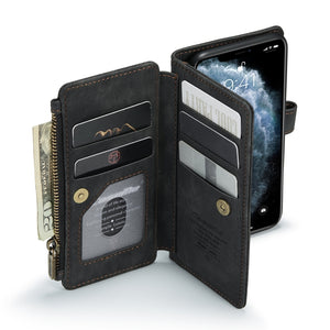For iPhone 11 Pro CaseMe-C30 PU + TPU Multifunctional Horizontal Flip Leather Case with Holder & Card Slot & Wallet & Zipper Pocket (Black)