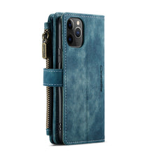 For iPhone 11 Pro CaseMe-C30 PU + TPU Multifunctional Horizontal Flip Leather Case with Holder & Card Slot & Wallet & Zipper Pocket (Blue)