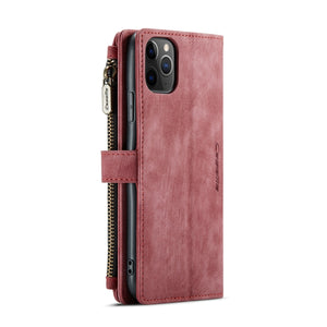 For iPhone 11 Pro Max CaseMe-C30 PU + TPU Multifunctional Horizontal Flip Leather Case with Holder & Card Slot & Wallet & Zipper Pocket (Red)