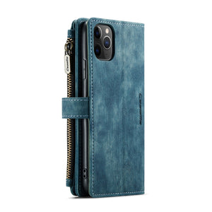 For iPhone 11 Pro Max CaseMe-C30 PU + TPU Multifunctional Horizontal Flip Leather Case with Holder & Card Slot & Wallet & Zipper Pocket (Blue)