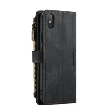For iPhone X / XS CaseMe-C30 PU + TPU Multifunctional Horizontal Flip Leather Case with Holder & Card Slot & Wallet & Zipper Pocket(Black)