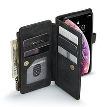 For iPhone X / XS CaseMe-C30 PU + TPU Multifunctional Horizontal Flip Leather Case with Holder & Card Slot & Wallet & Zipper Pocket(Black)