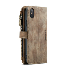 For iPhone X / XS CaseMe-C30 PU + TPU Multifunctional Horizontal Flip Leather Case with Holder & Card Slot & Wallet & Zipper Pocket(Brown)