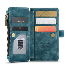 For iPhone X / XS CaseMe-C30 PU + TPU Multifunctional Horizontal Flip Leather Case with Holder & Card Slot & Wallet & Zipper Pocket(Blue)