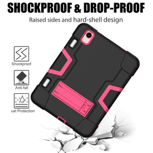 For iPad mini 6 Contrast Color Robot Shockproof Silicone + PC Protective Tablet Case with Holder & Pen Slot(Black Rose Red)