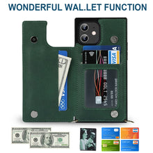 For iPhone 12 mini Cross-body Square Double Buckle Flip Card Bag TPU+PU Case with Card Slots & Wallet & Photo & Strap (Green)
