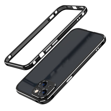 For iPhone 13 Aurora Series Lens Protector + Metal Frame Protective Case(Black Silver)