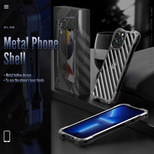 For iPhone 13 R-JUST RJ-50 Hollow Breathable Armor Metal Shockproof Protective Case(Deep Space Grey)