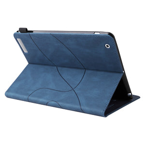 Dual-color Splicing Horizontal Flip PU Leather Case with Holder & Card Slots & Sleep / Wake-up Function For iPad 2 / 3 / 4(Blue)