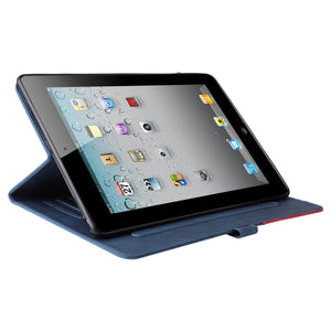 Dual-color Splicing Horizontal Flip PU Leather Case with Holder & Card Slots & Sleep / Wake-up Function For iPad 2 / 3 / 4(Blue)