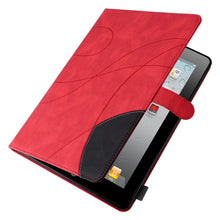 Dual-color Splicing Horizontal Flip PU Leather Case with Holder & Card Slots & Sleep / Wake-up Function For iPad 2 / 3 / 4(Red)