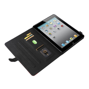 Dual-color Splicing Horizontal Flip PU Leather Case with Holder & Card Slots & Sleep / Wake-up Function For iPad 2 / 3 / 4(Black)