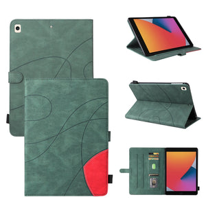 Dual-color Splicing Horizontal Flip PU Leather Case with Holder & Card Slots & Sleep / Wake-up Function For iPad 9.7 (2018/2017)(Green)