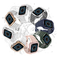 Silicone Integrated Watch Band For Apple Watch Series 8&7 45mm / SE 2&6&SE&5&4 44mm / 3&2&1 42mm(Moonlight Grey+Silver Frame)