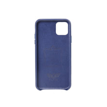 For iPhone 11 Woven Texture Sheepskin Leather Back Cover Semi-wrapped Shockproof Case (Blue)