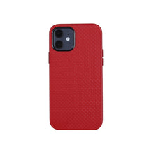 For iPhone 12 / 12 Pro Mesh Texture Cowhide Leather Back Cover Full-wrapped Shockproof Case(Red)
