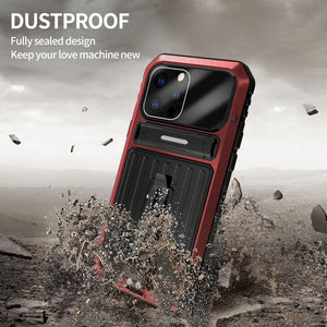 For iPhone 12 Pro Armor Shockproof Splash-proof Dust-proof Phone Case with Holder(Red)
