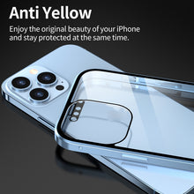 For iPhone 13 Pro Max HD Magnetic Metal Frame Double-sided Tempered Glass Phone Case (Silver)