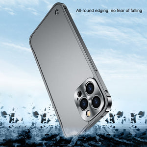 For iPhone 13 mini Metal Frame Frosted PC Shockproof Magsafe Case (Black)