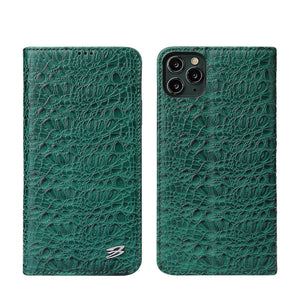 For iPhone 11 Pro Max Crocodile Texture PC + TPU Horizontal Flip Leather Case with Holder & Card Slots & Wallet(Green)