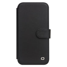 For iPhone 13 mini QIALINO Magnetic Buckle Phone Leather Case with Card Slot (Black)