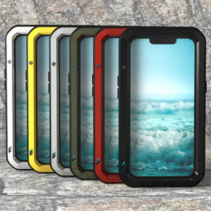 For iPhone 13 mini LOVE MEI Metal Shockproof Waterproof Dustproof Protective Phone Case (Red)