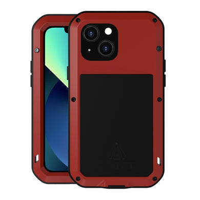 For iPhone 13 mini LOVE MEI Metal Shockproof Waterproof Dustproof Protective Phone Case (Red)