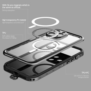 For iPhone 13 Pro Max PC + TPU + PET Shockproof Magsafe Waterproof Phone Case (Black)