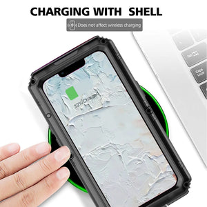 For iPhone 13 Shockproof Waterproof Dustproof Metal + Silicone Phone Case with Screen Protector(Black)