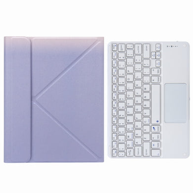 H-102C Touch Bluetooth Keyboard Leather Case with Rear Three-fold Holder For iPad 10.2 2020 & 2019 / Pro 10.5 inch(Purple)