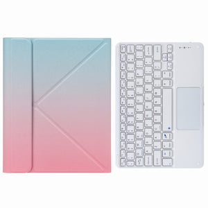 H-102C Touch Bluetooth Keyboard Leather Case with Rear Three-fold Holder For iPad 10.2 2020 & 2019 / Pro 10.5 inch(Pink Blue)