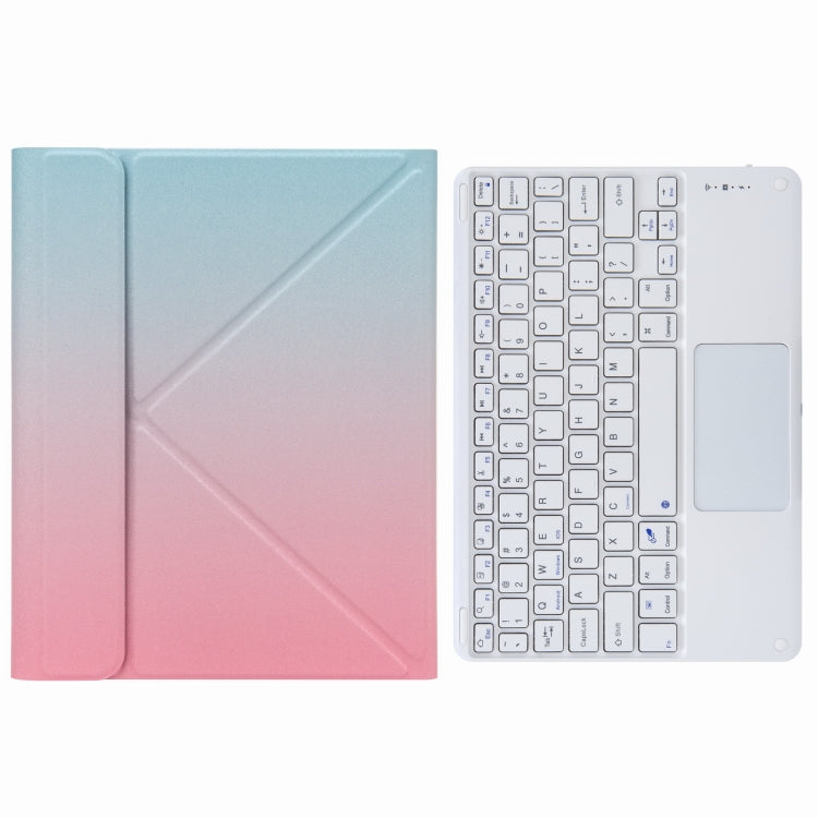 H-102C Touch Bluetooth Keyboard Leather Case with Rear Three-fold Holder For iPad 10.2 2020 & 2019 / Pro 10.5 inch(Pink Blue)