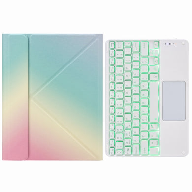 H-102CS Touch Backlight Bluetooth Keyboard Leather Case with Rear Three-fold Holder For iPad 10.2 2020 & 2019 / Pro 10.5 inch(Rainbow)