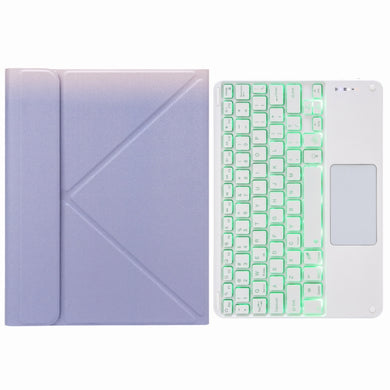 H-102CS Touch Backlight Bluetooth Keyboard Leather Case with Rear Three-fold Holder For iPad 10.2 2020 & 2019 / Pro 10.5 inch(Purple)