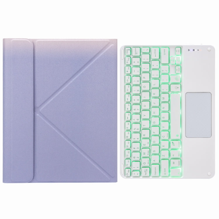 H-102CS Touch Backlight Bluetooth Keyboard Leather Case with Rear Three-fold Holder For iPad 10.2 2020 & 2019 / Pro 10.5 inch(Purple)