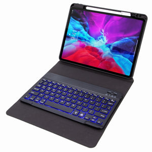 H-097S Monochrome Backlight Bluetooth Keyboard Leather Case with Rear Three-fold Holder For iPad 9.7 2018 & 2017(Dark Night Green)